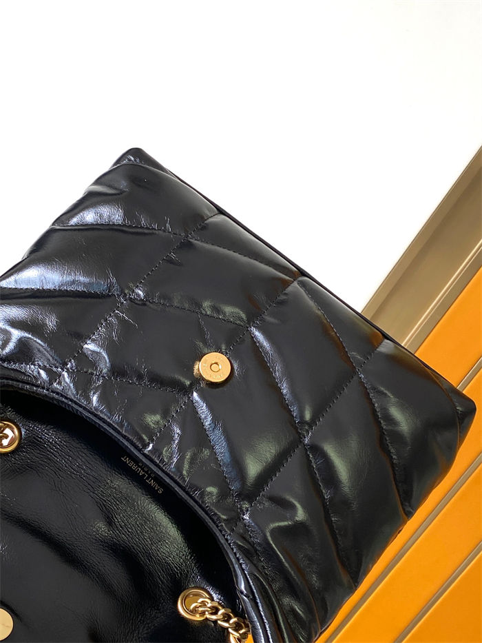 LOULOU PUFFER MINI BAG IN QUILTED LAMBSKIN Gold-Tone Black Shiny High