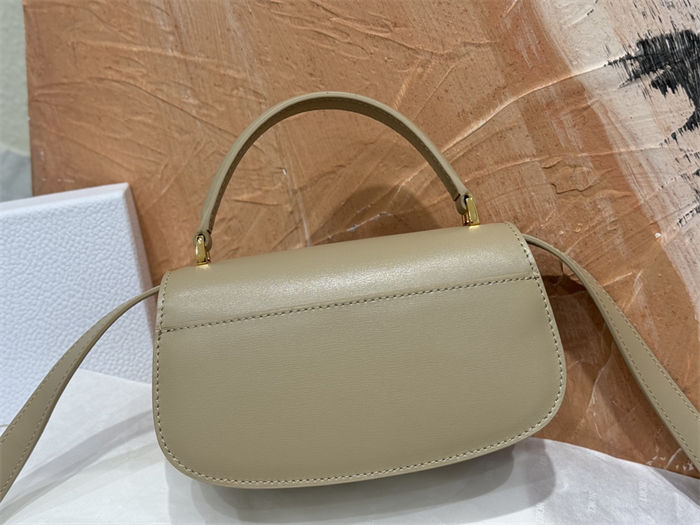 30 Montaigne Avenue Top Handle Bag Small Calfskin Powder Beige High