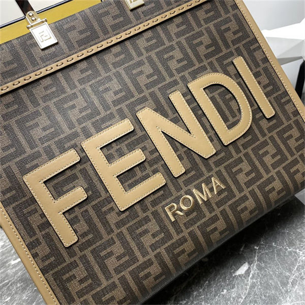 MEDIUM Fendi SUNSHINE FF jacquard fabric Brown High