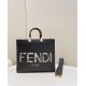 MEDIUM Fendi SUNSHINE Leather & Elaphe Shopper Black High