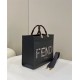 MEDIUM Fendi SUNSHINE Leather & Elaphe Shopper Black High