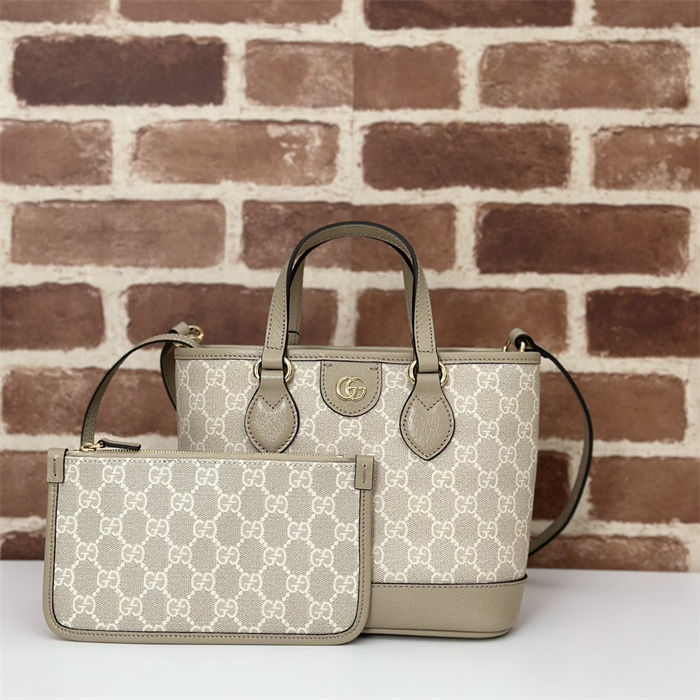 Gucci OPHIDIA MINI TOTE BAG GG Supreme canvas 811716 Beige-White High