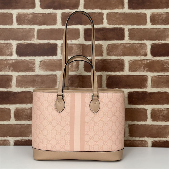 Gucci OPHIDIA SMALL TOTE BAG GG Supreme canvas 765043 Pink High