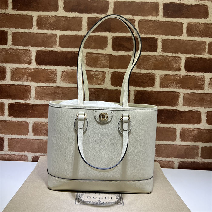 Gucci OPHIDIA SMALL TOTE BAG Leather 765043 White High