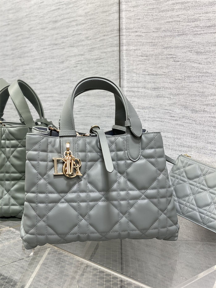 DIOR TOUJOURS BAG MEDIUM Macrocannage Calfskin Stone Gray High