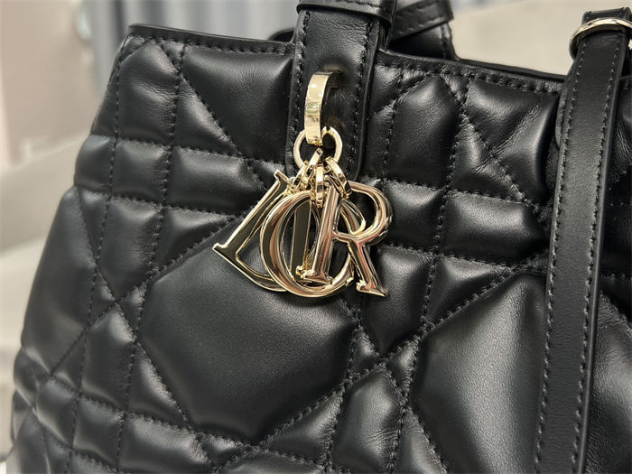 DIOR TOUJOURS BAG LARGE Macrocannage Calfskin Black High