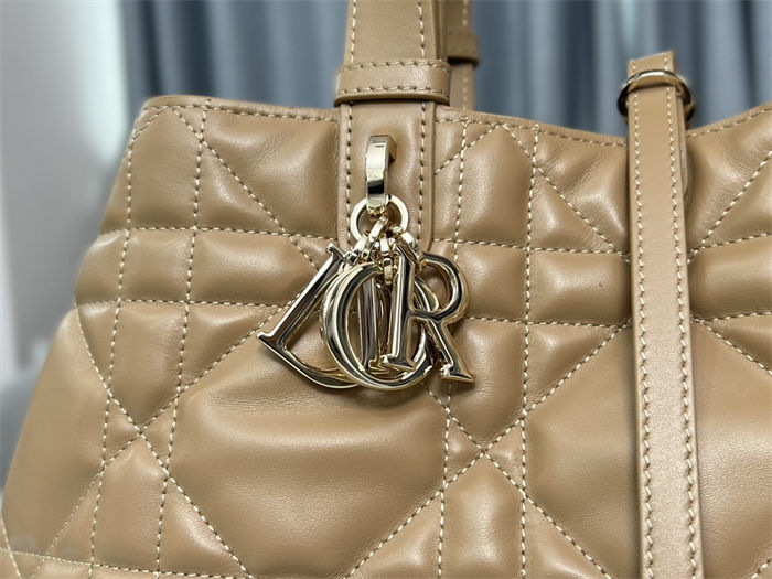 DIOR TOUJOURS BAG LARGE Macrocannage Calfskin Tan High