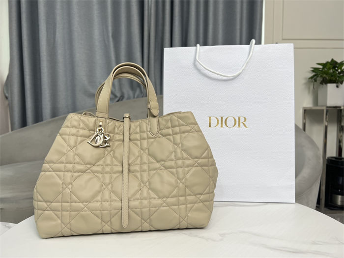 DIOR TOUJOURS BAG LARGE Macrocannage Calfskin Powder Beige High