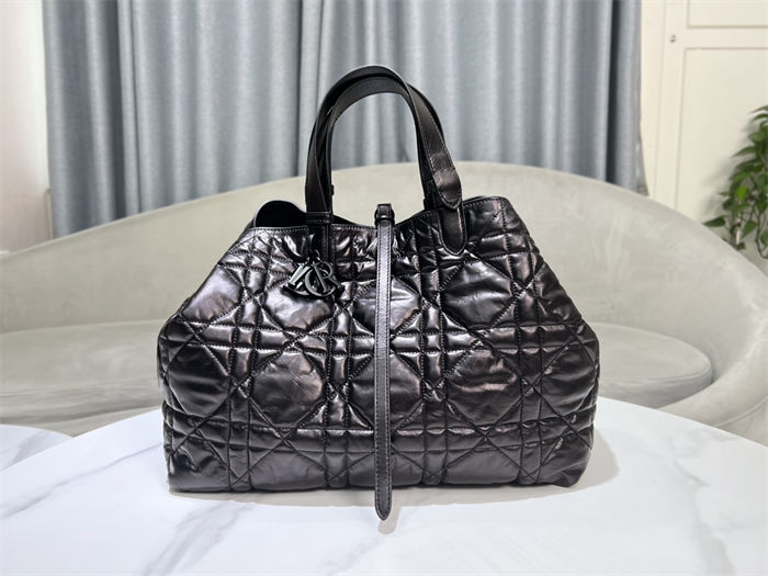 DIOR TOUJOURS BAG LARGE Macrocannage Crinkled Calfskin Black High