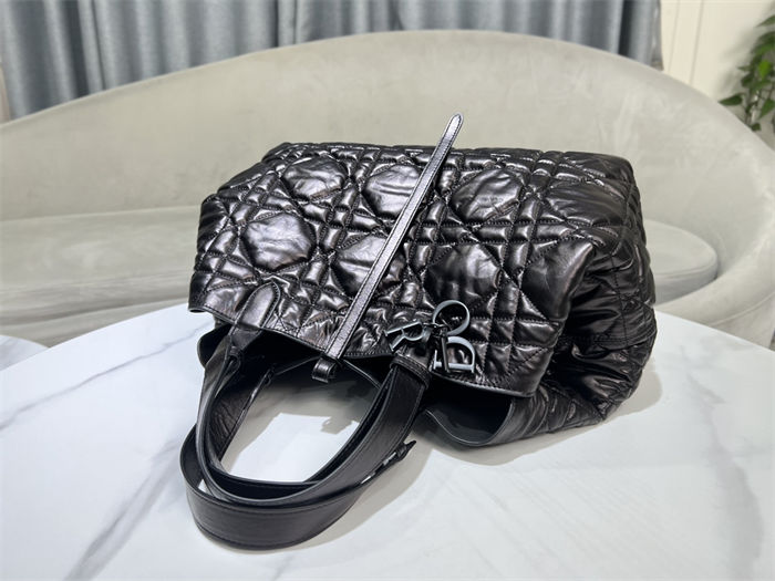 DIOR TOUJOURS BAG LARGE Macrocannage Crinkled Calfskin Black High