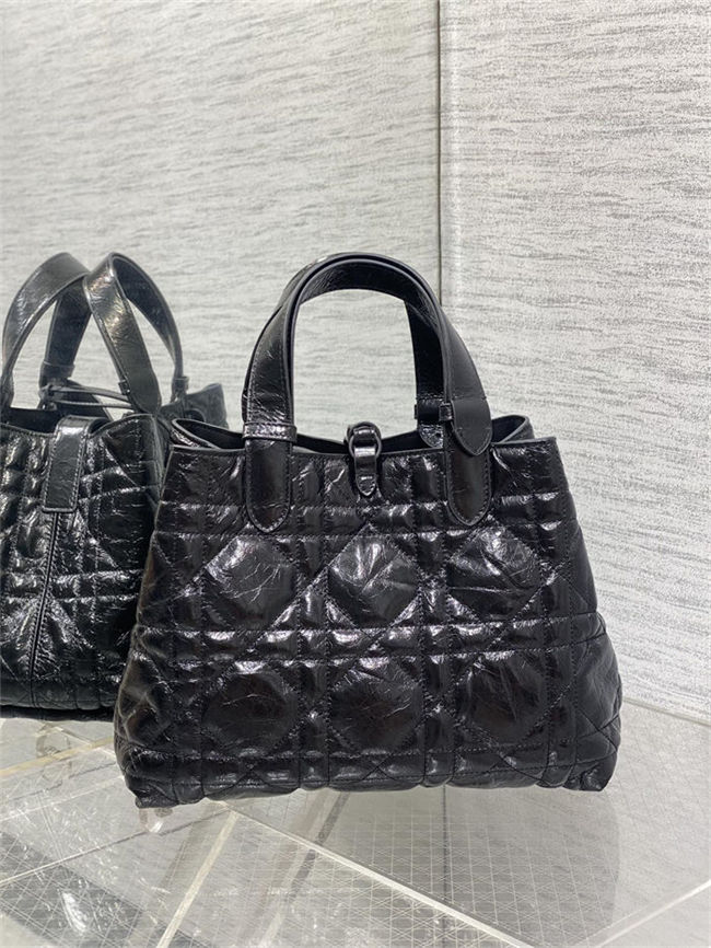 DIOR TOUJOURS BAG MEDIUM Macrocannage Crinkled Calfskin Black High