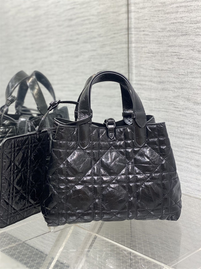 DIOR TOUJOURS BAG MEDIUM Macrocannage Crinkled Calfskin Black High