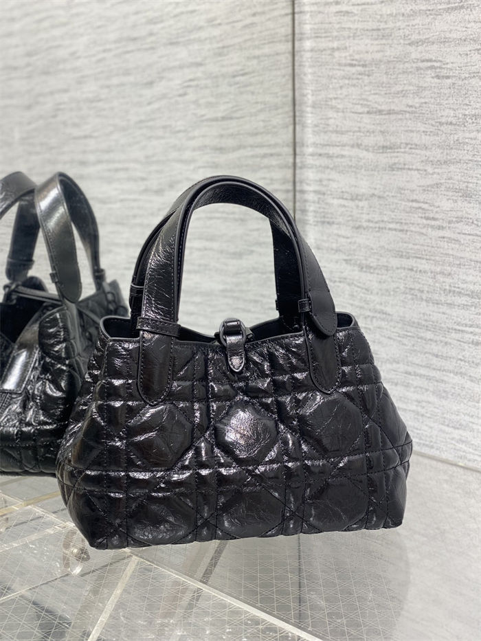 DIOR TOUJOURS BAG SMALL Macrocannage Crinkled Calfskin Black High