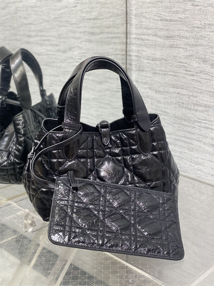 DIOR TOUJOURS BAG SMALL Macrocannage Crinkled Calfskin Black High