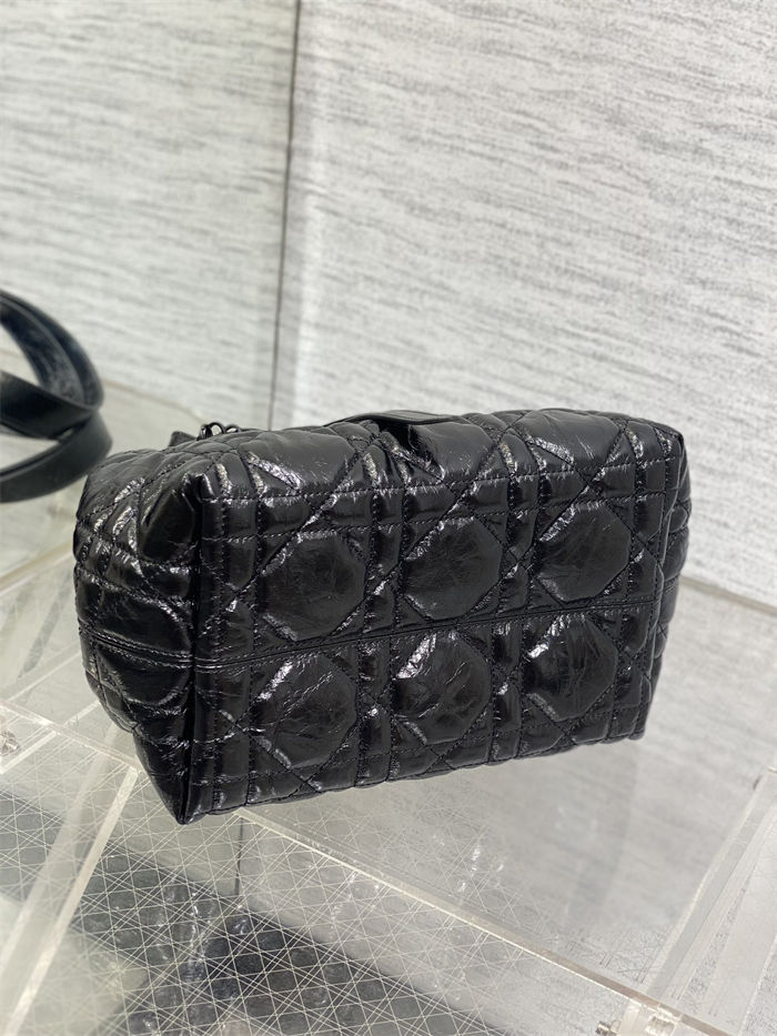 DIOR TOUJOURS BAG SMALL Macrocannage Crinkled Calfskin Black High