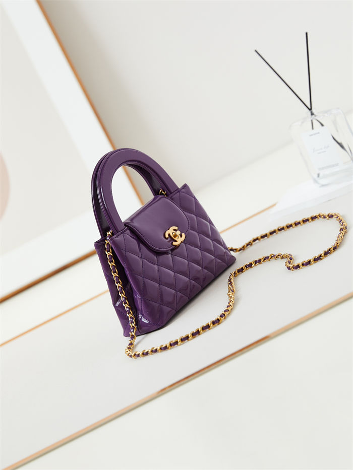 Chanel MINI SHOPPING BAG AS4416 Shiny Aged Calfskin & Gold-Tone Metal Purple High