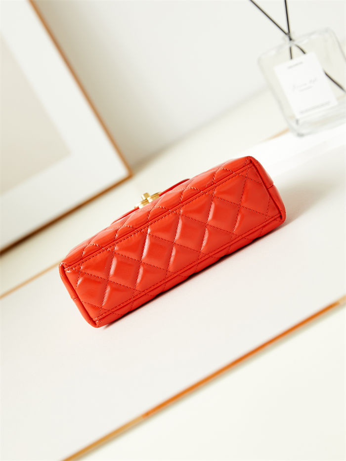 Chanel MINI SHOPPING BAG AS4416 Shiny Aged Calfskin & Gold-Tone Metal Orange High