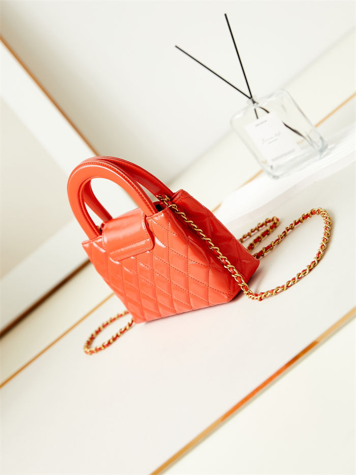 Chanel MINI SHOPPING BAG AS4416 Shiny Aged Calfskin & Gold-Tone Metal Orange High