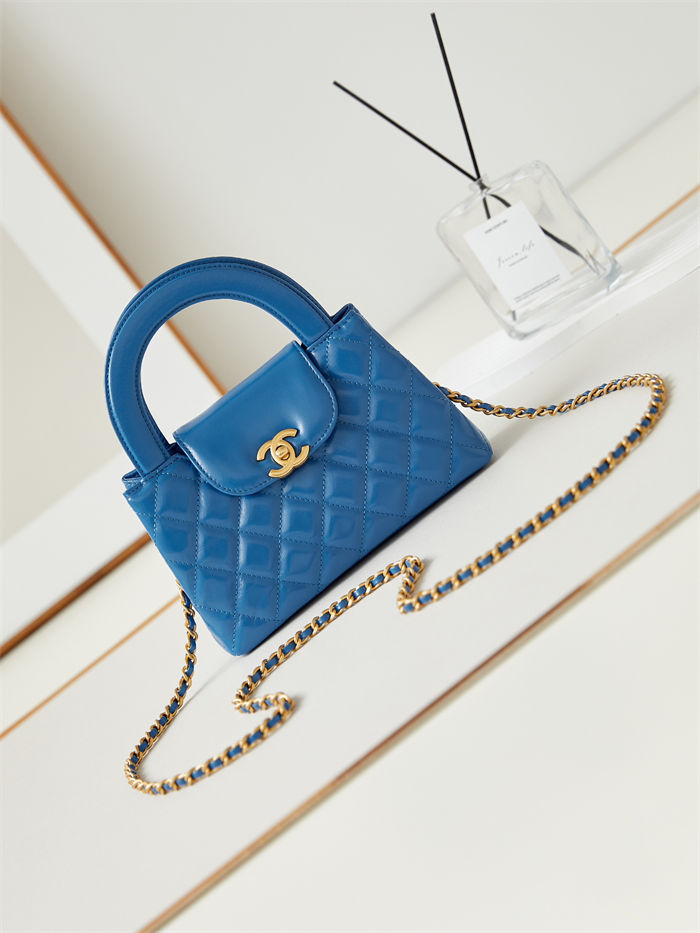 Chanel MINI SHOPPING BAG AS4416 Shiny Aged Calfskin & Gold-Tone Metal Blue-Royal High