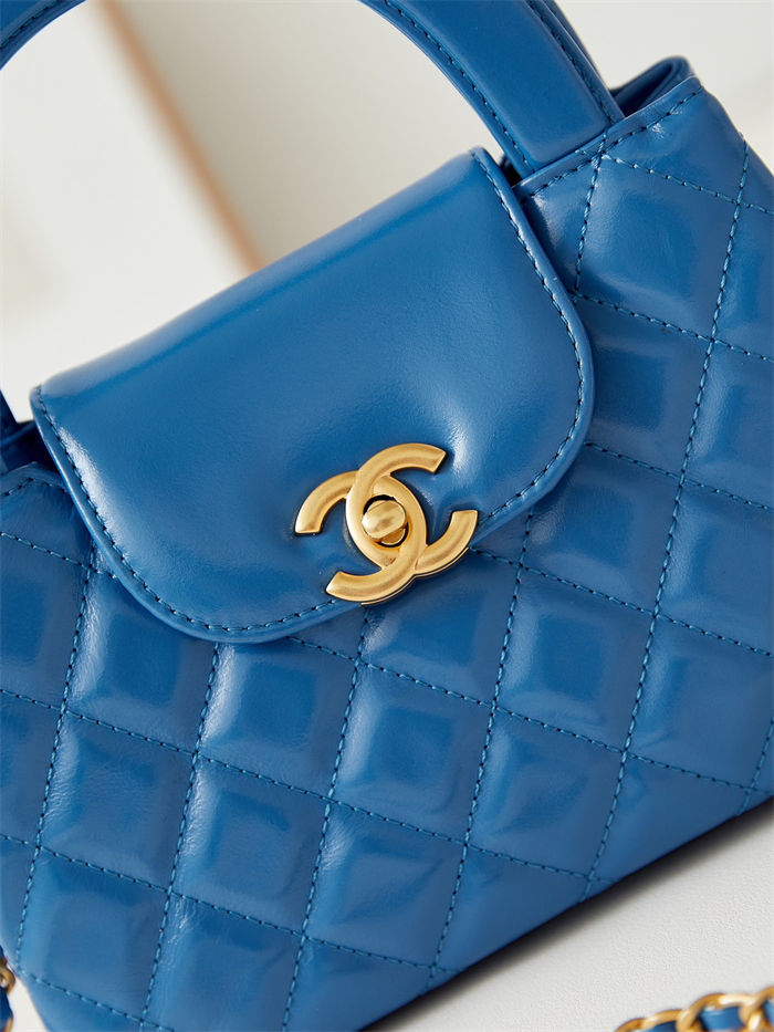 Chanel MINI SHOPPING BAG AS4416 Shiny Aged Calfskin & Gold-Tone Metal Blue-Royal High