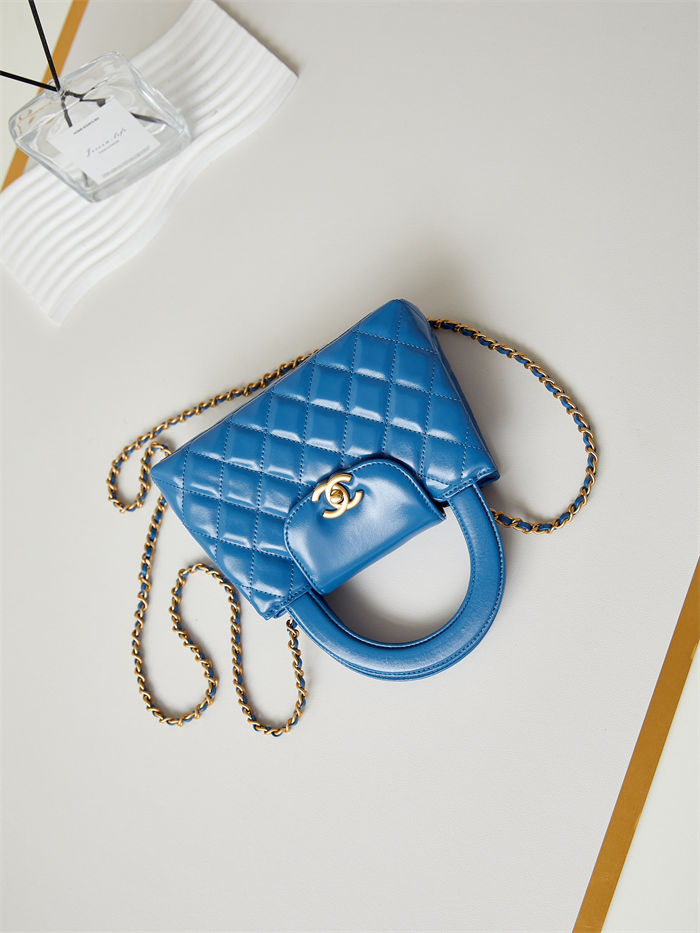 Chanel MINI SHOPPING BAG AS4416 Shiny Aged Calfskin & Gold-Tone Metal Blue-Royal High