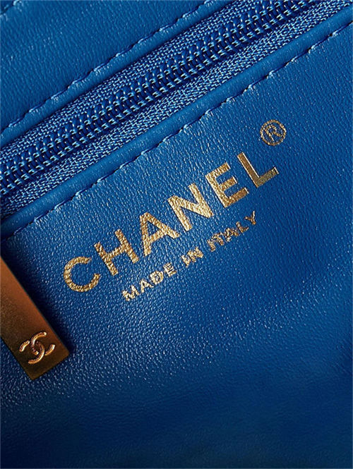 Chanel MINI SHOPPING BAG AS4416 Shiny Aged Calfskin & Gold-Tone Metal Blue-Royal High