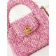 Chanel CLUTCH WITH CHAIN AP3435 Cotton Tweed & Gold-Tone Metal Pink High