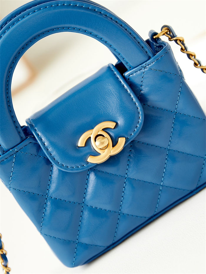 Chanel CLUTCH WITH CHAIN AP3435 Shiny Aged Calfskin & Gold-Tone Metal Blue-Royal High