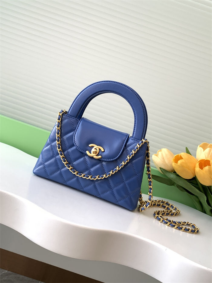 Chanel MINI SHOPPING BAG AS4416 Shiny Aged Calfskin & Gold-Tone Metal Elec-Blue High