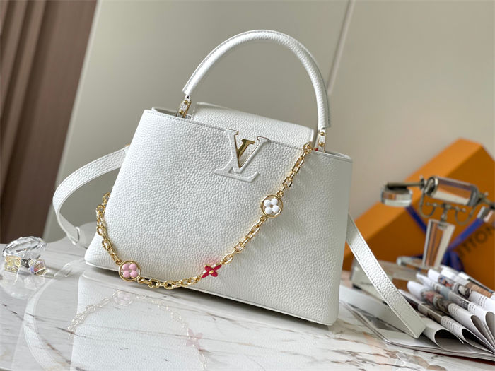 Louis Vuitton Capucines MM Bag Taurillon Leather M20708 White High