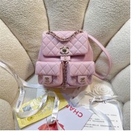 Chanel BACKPACK AS3860 Grained Shiny Calfskin & Gold-Tone Metal Pink-Light A