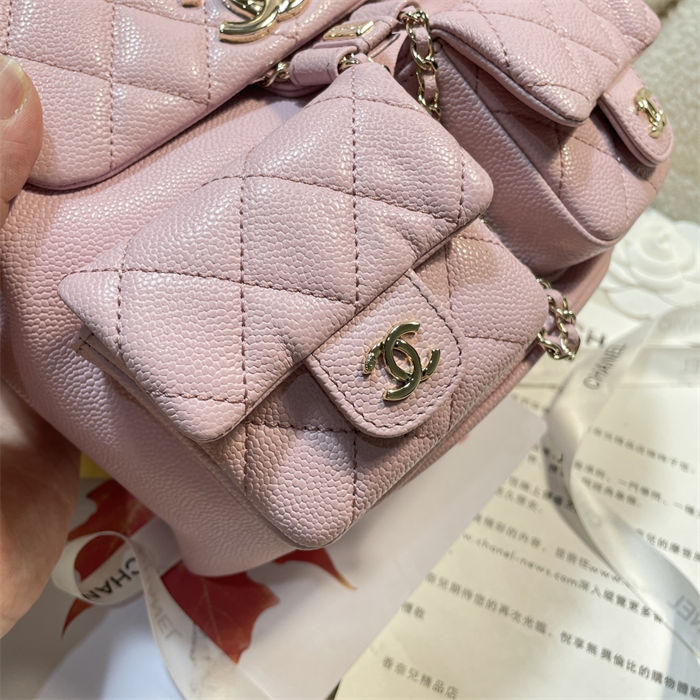 Chanel BACKPACK AS3860 Grained Shiny Calfskin & Gold-Tone Metal Pink-Light A