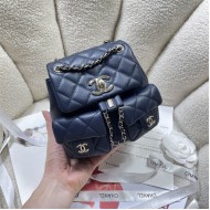 Chanel SMALL BACKPACK AS3787 Calfskin & Gold-Tone Metal Navy A