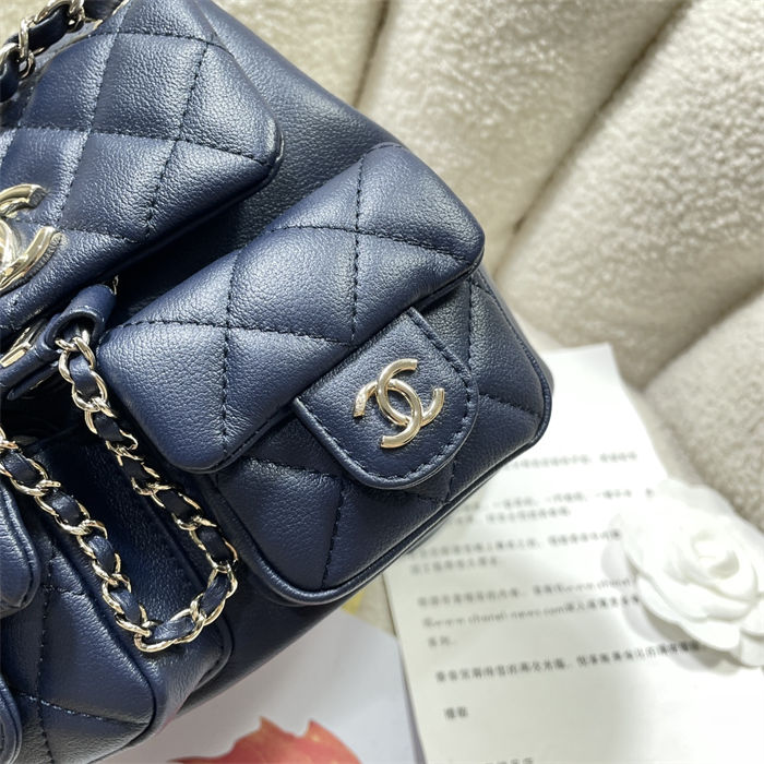 Chanel SMALL BACKPACK AS3787 Calfskin & Gold-Tone Metal Navy A