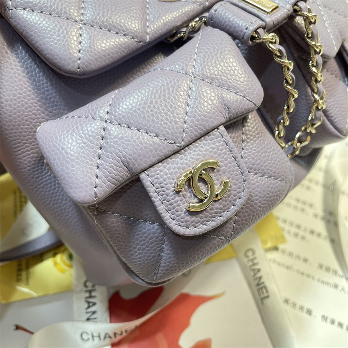 Chanel SMALL BACKPACK AS3787 Grained Shiny Calfskin & Gold-Tone Metal Purple A