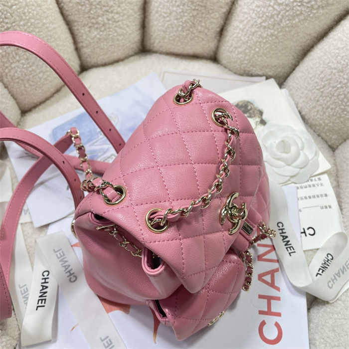 Chanel SMALL BACKPACK AS3787 Calfskin & Gold-Tone Metal Pink A