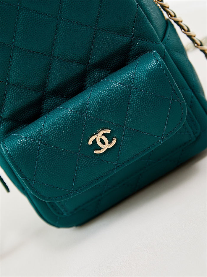 Chanel Mini Backpack Grained Calfskin Gold-Tone Metal AP3753 Olive High