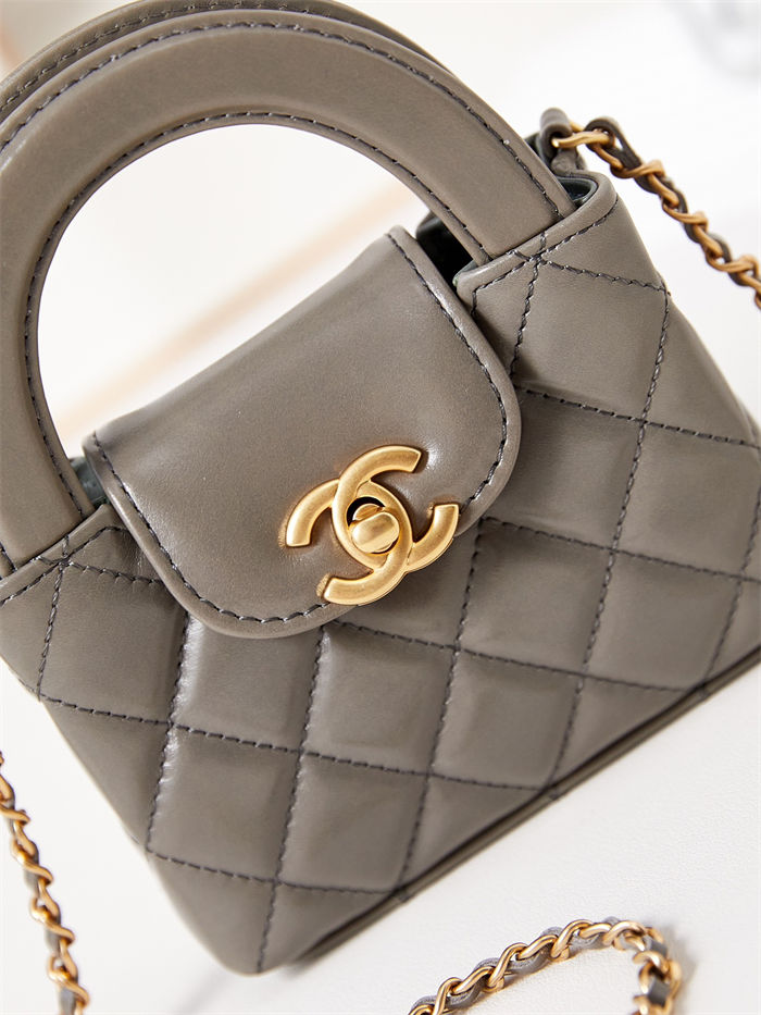 Chanel CLUTCH WITH CHAIN AP3435 Shiny Aged Calfskin & Gold-Tone Metal Grey High