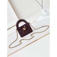 Chanel CLUTCH WITH CHAIN AP3435 Shiny Aged Calfskin & Gold-Tone Metal Burgundy High