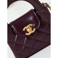 Chanel CLUTCH WITH CHAIN AP3435 Shiny Aged Calfskin & Gold-Tone Metal Burgundy High