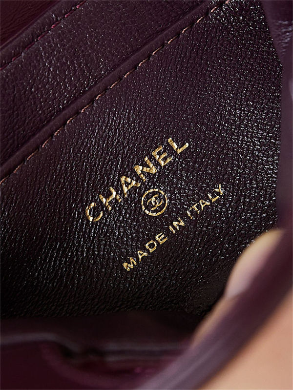 Chanel CLUTCH WITH CHAIN AP3435 Shiny Aged Calfskin & Gold-Tone Metal Burgundy High