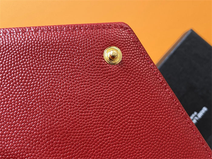 CASSANDRE MATELASSÉ LARGE FLAP WALLET IN GRAIN DE POUDRE LEATHER Red High