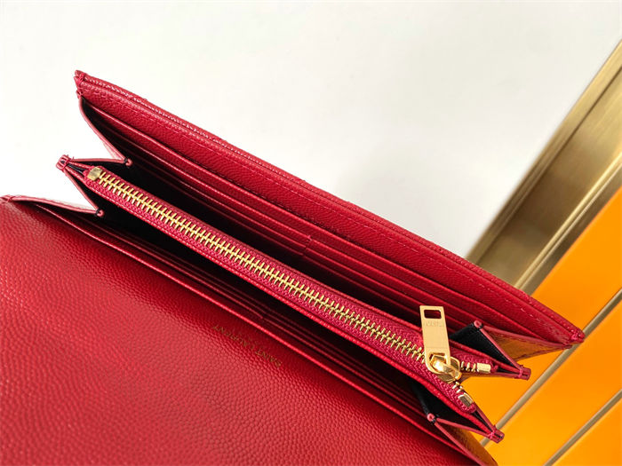 CASSANDRE MATELASSÉ LARGE FLAP WALLET IN GRAIN DE POUDRE LEATHER Red High