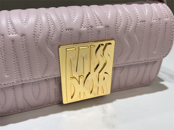 MISS DIOR FLAP BAG Quilted Miss Dior Allover Calfskin Pink High