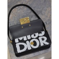 MISS DIOR FLAP BAG Miss Dior Graffiti Printed Calfskin Black High