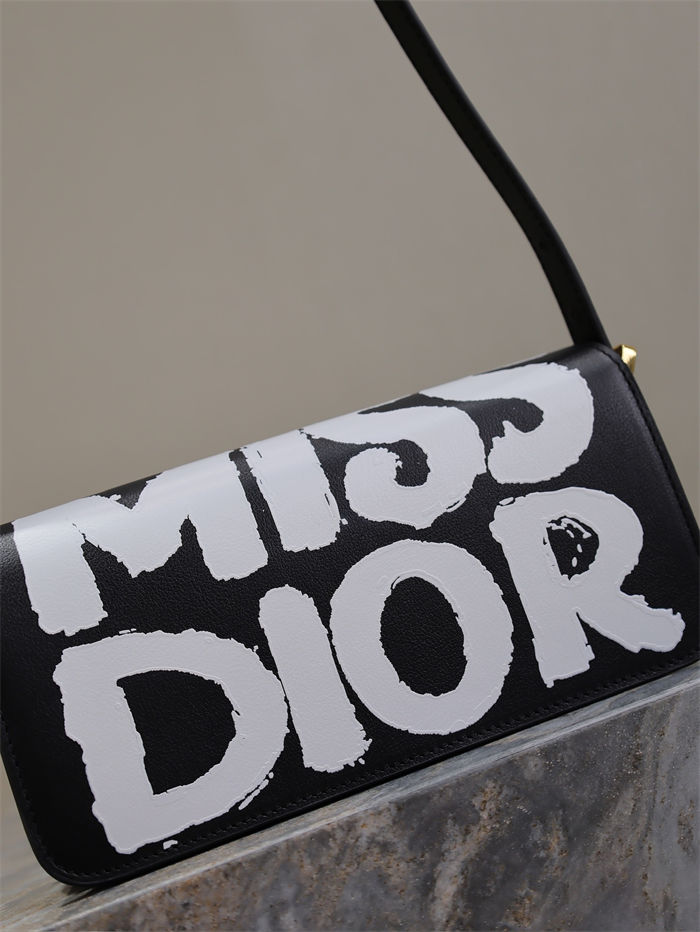 MISS DIOR FLAP BAG Miss Dior Graffiti Printed Calfskin Black High