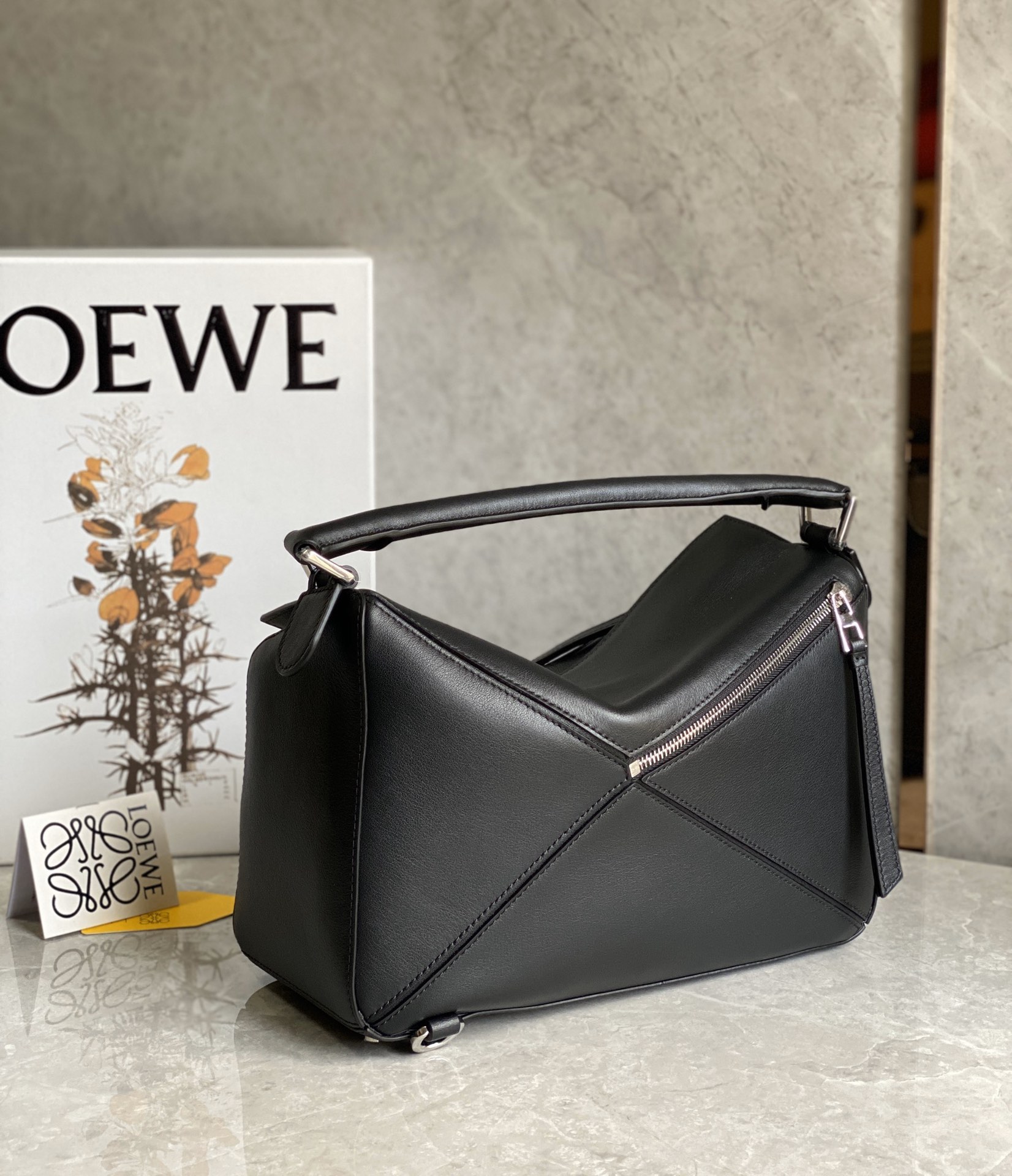 Puzzle bag 29cm in classic calfskin Black High