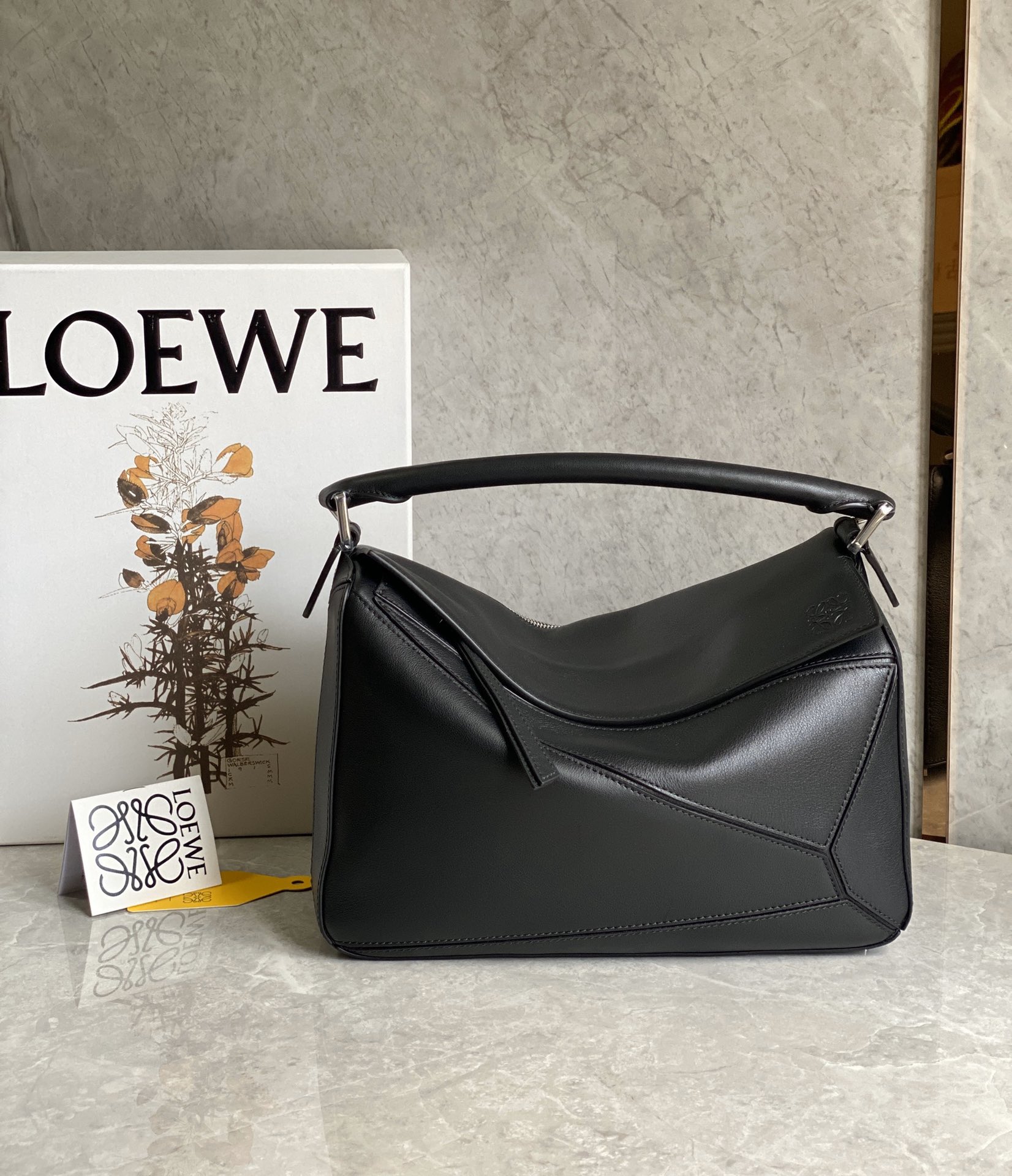 Puzzle bag 29cm in classic calfskin Black High