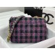 Large Chanel 19 Flap Bag Tweed Gold-Tone Black-Fuchsia High