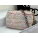 Large Chanel 19 Flap Bag Tweed Gold-Tone Pink High